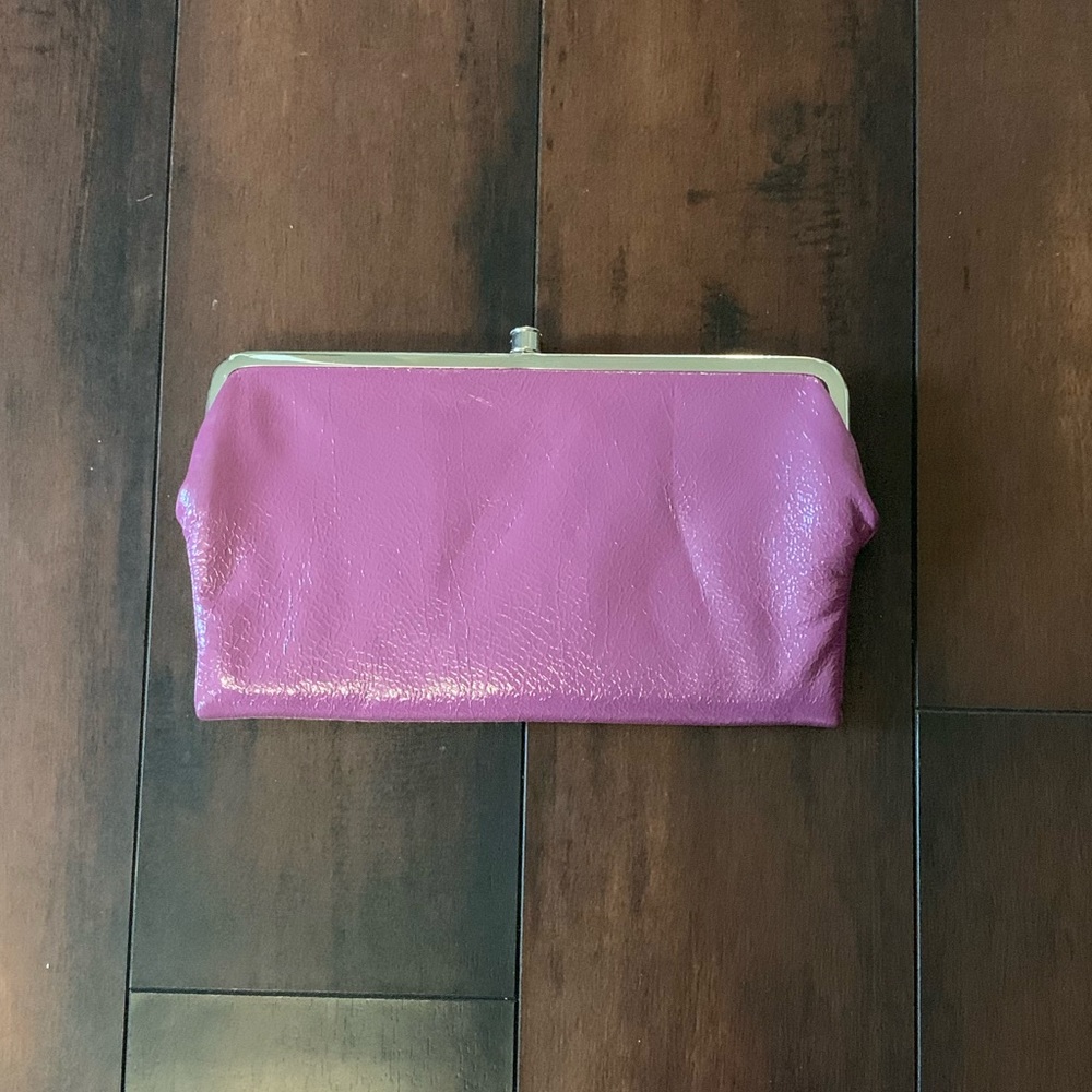 Purple clutch with magnetic closure